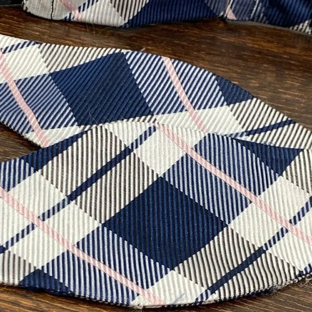 Hisdern Men's Plaid Allover Print Adjustable Bow Tie Multicolor NWOT